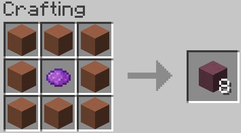 Crafting recipe for dying terracotta blocks in Minecraft