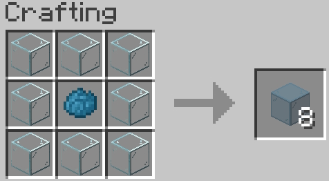 Crafting recipe for dying glass blocks in Minecraft