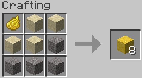 Crafting recipe for concrete powder blocks in Minecraft