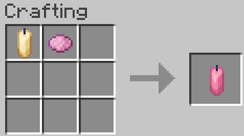 Crafting recipe for dying candles in Minecraft
