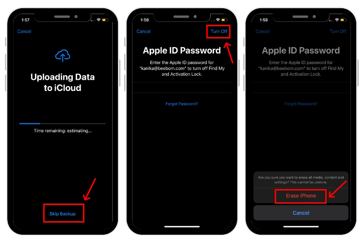 Enter Apple ID password and Erase iPhone.