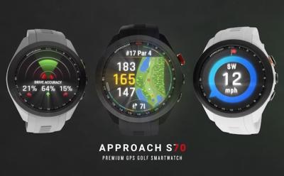 Garmin Approach S70 Series showcased with a black background