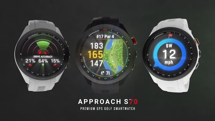 Garmin Approach S70 Series showcased with a black background