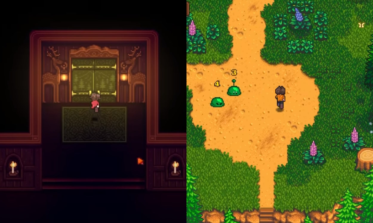Player about to enter the magical world on the left and the magical world itself on the right