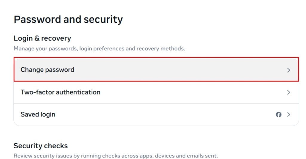 Headover to Change Password in Accounts Center