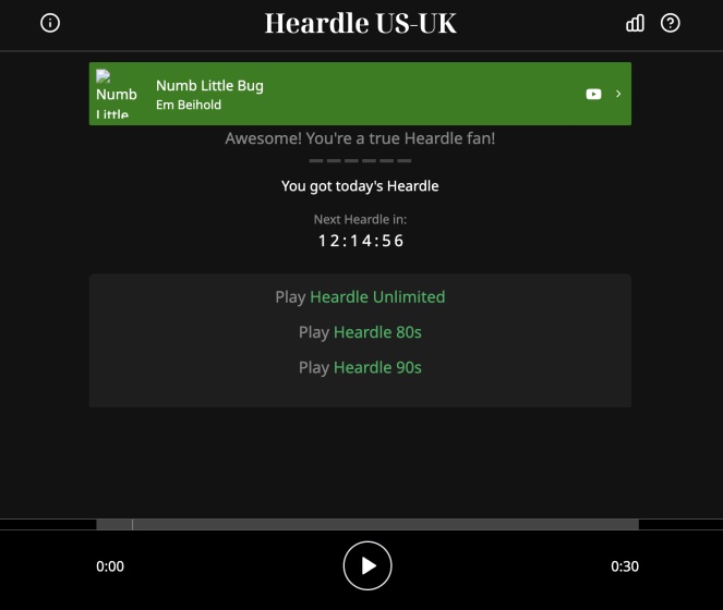 a screenshot from heardle 