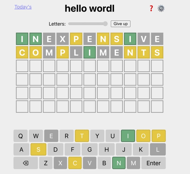 Une capture d'écran du jeu Hello Wordl