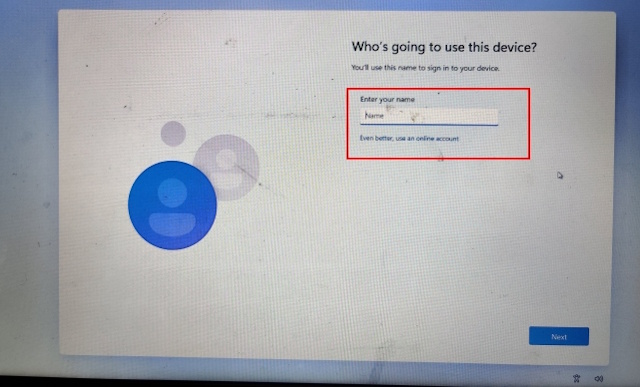 Enter Your Name Windows 11 Setup