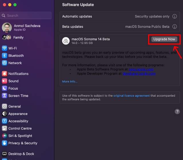 Install macOS Sonoma Public Beta 