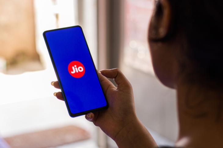 Jio logo on a smartphone