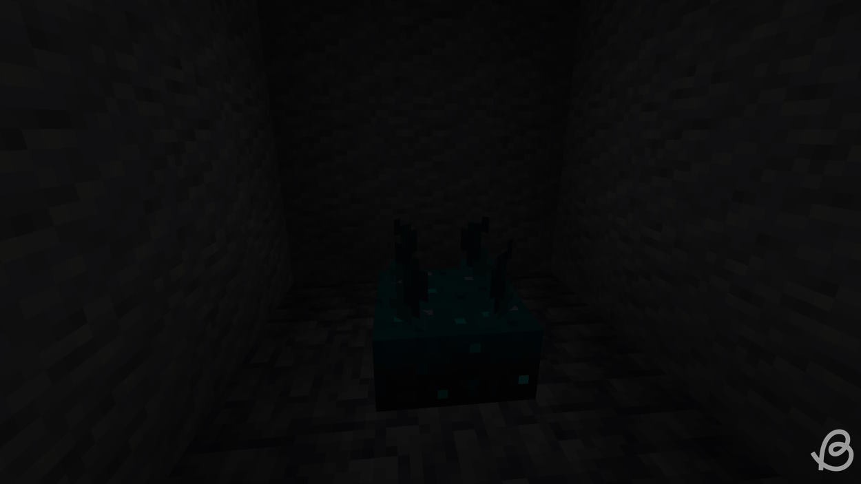 Sculk sensor light source block in a dark room