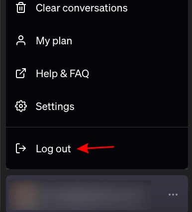 a screenshot showing users how to log out of ChatGPT 