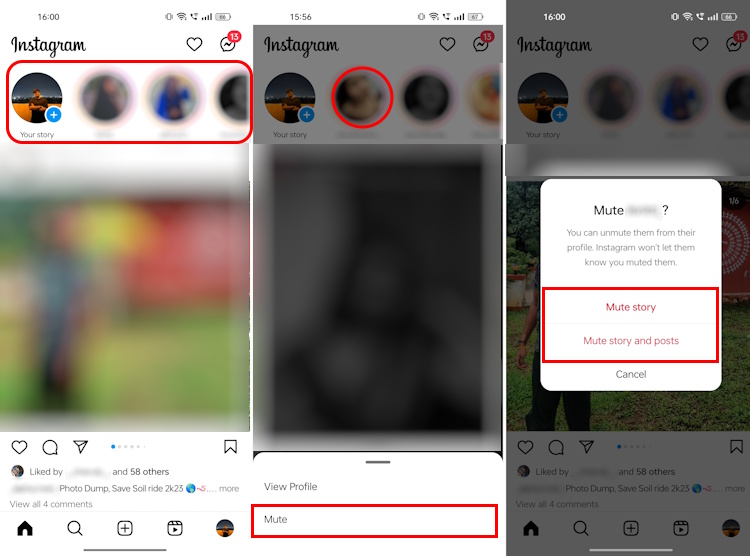 Muting an Instagram ID from Stories section