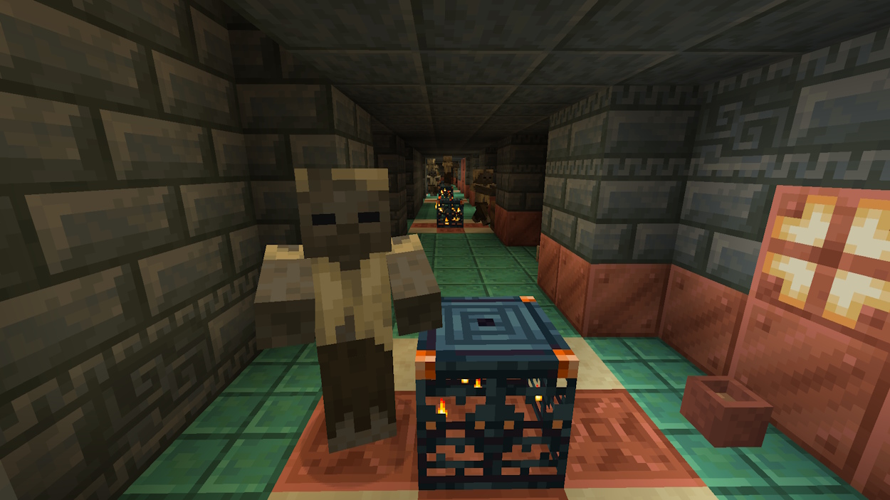 Husk spawned by the trial spawner in the corridor of the trial chamber in Minecraft 1.21