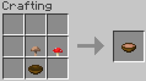 Crafting recipe of mushroom stew in Minecraft