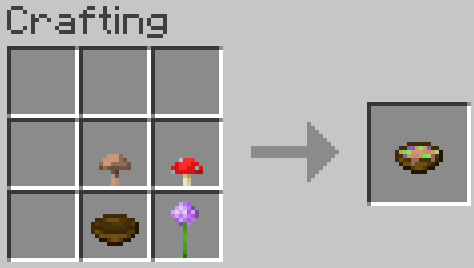 Crafting recipe of one suspicious stew in Minecraft