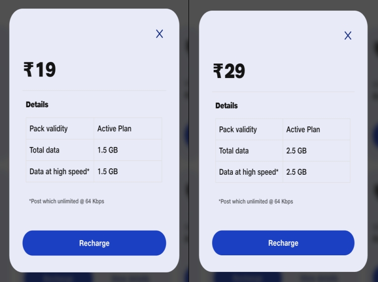 New Jio 4G Data Booster Plans