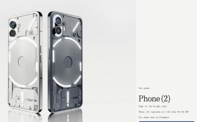 Nothing Phone (2) in white and gray color options