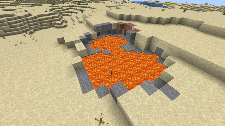Lava pool in a desert biome