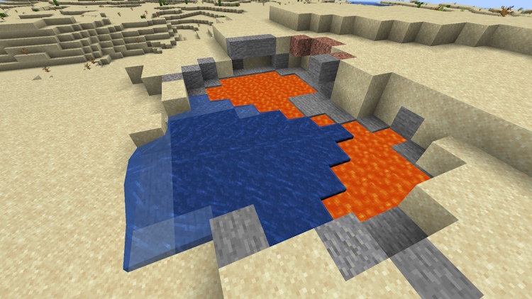 Générer de l'obsidienne à partir d'eau et de lave dans Minecraft