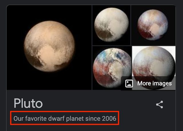 Pluto Google Search Easter Egg