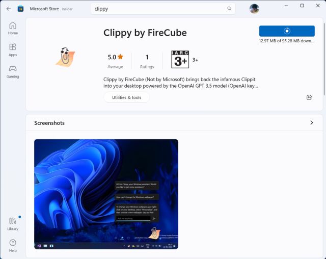 install clippy by firecube from microsoft store