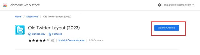 twitter old layout extension on chrome web store