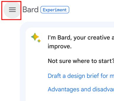 open menu on google bard