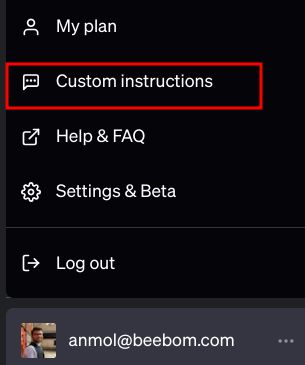 open custom instructions