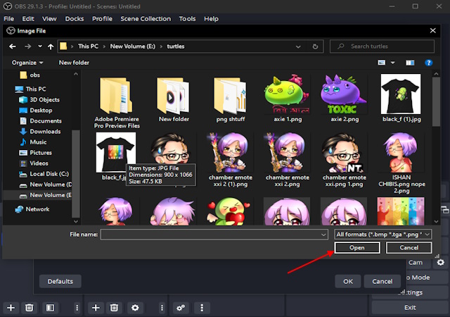 Select image or logo for OBS