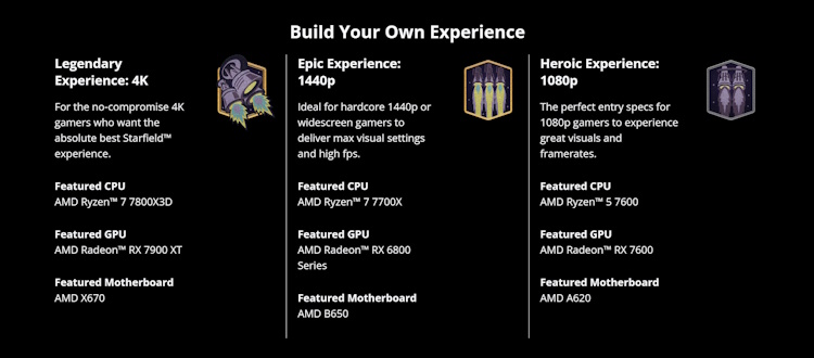 Starfield AMD Experience details