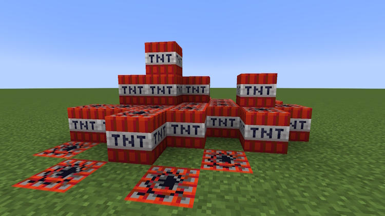 Pile of TNT blocks in Minecraft