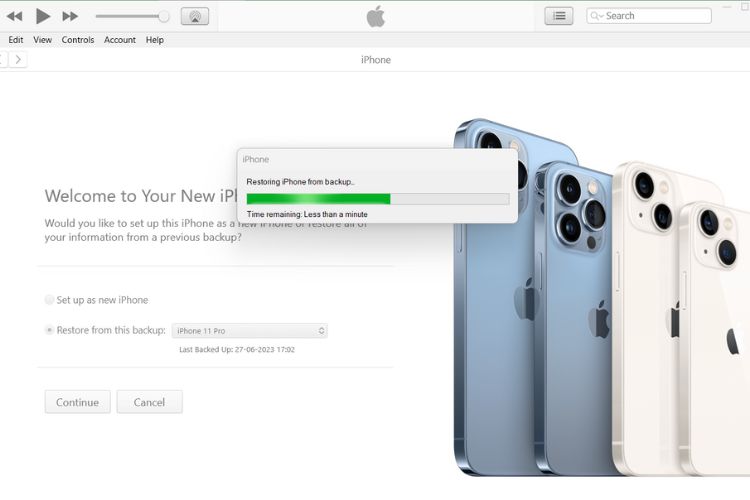 Transfer data from iPhone to iPhone with iTunes