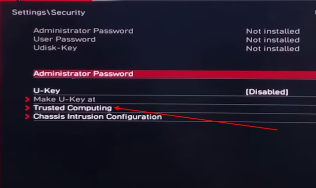 Trusted computing in BIOS