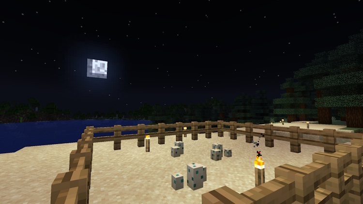 Turtle eggs hatching during the night in Minecraft