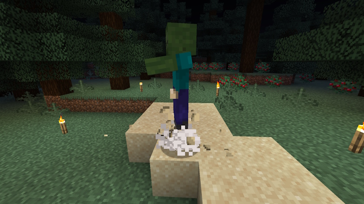 Zombie trampling a turtle egg in Minecraft