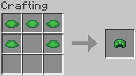 Crafting recipe for a turtle shell helmet