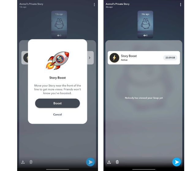 Story Boost Snapchat Plus feature