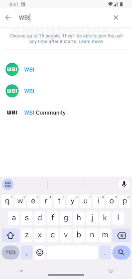 WhatsApp call on Android with up to 15 people