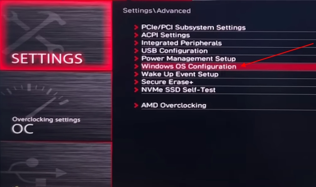 Windows OS Configuration in BIOS