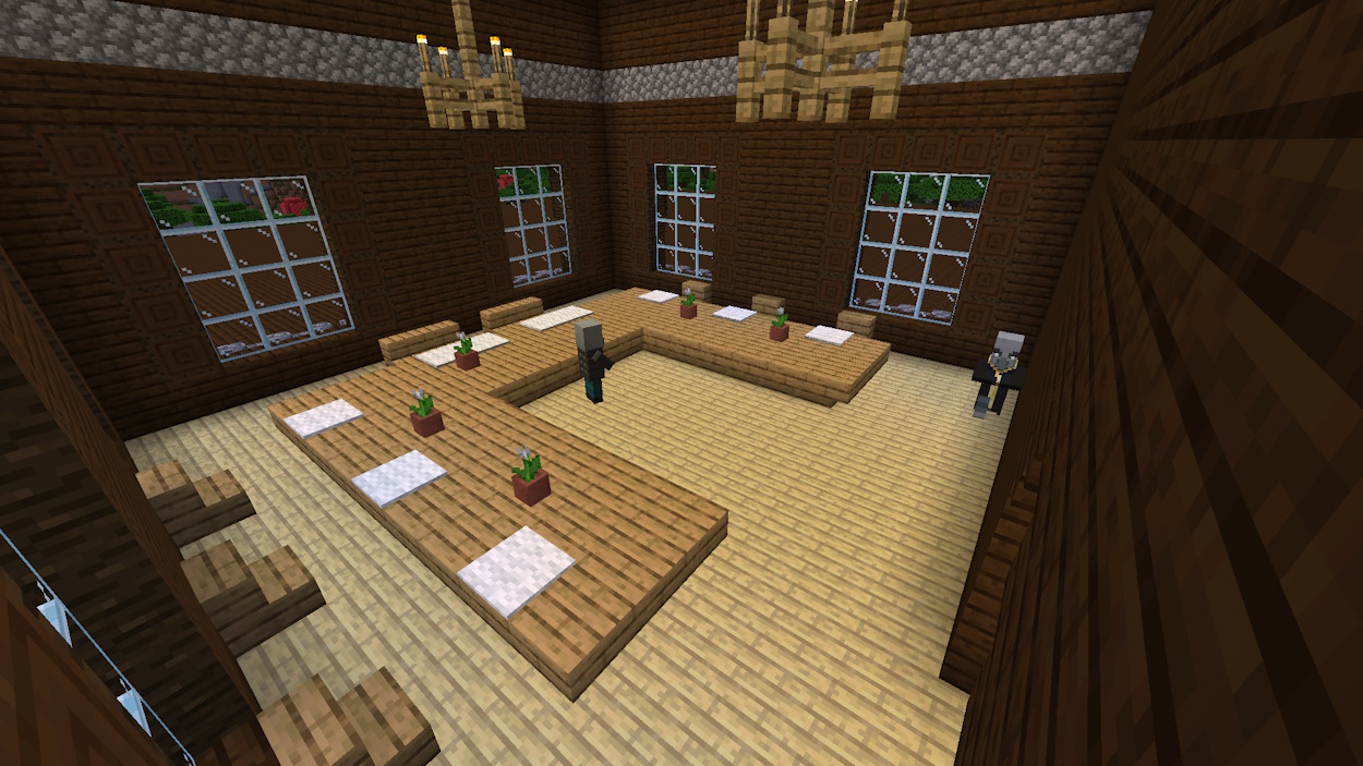 Conference room in a Minecraft woodland mansion