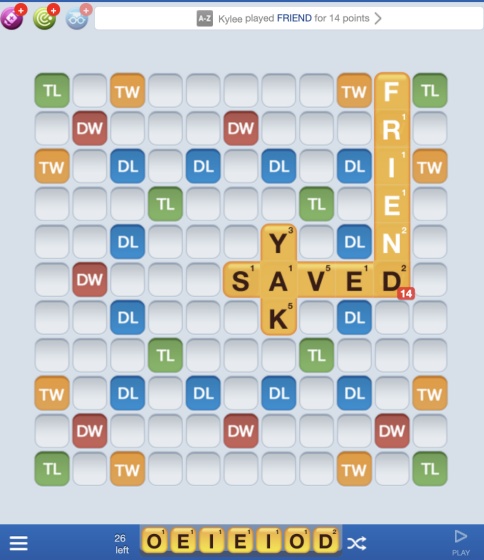 a screenshot from Words with Friends 