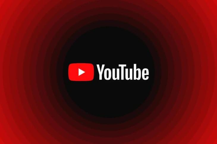 YouTube logo highlighted with red concentric rings and a black background