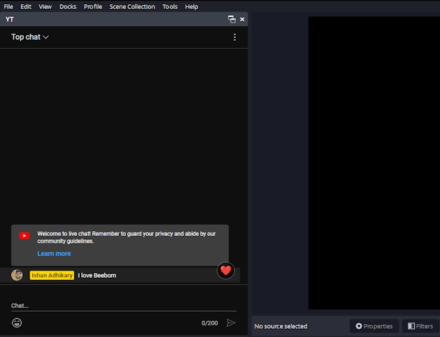 Youtube chat on OBS screen