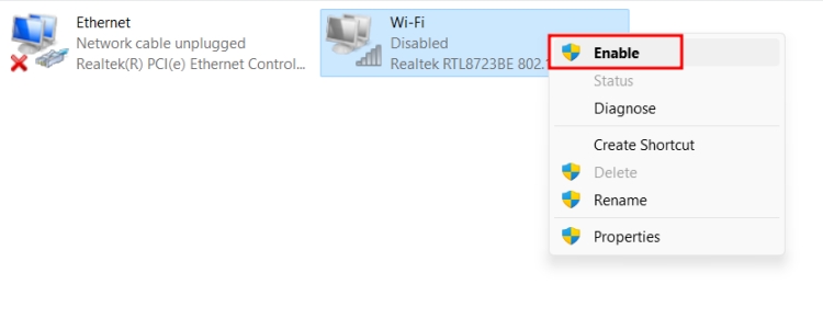 enable wifi interface windows 11