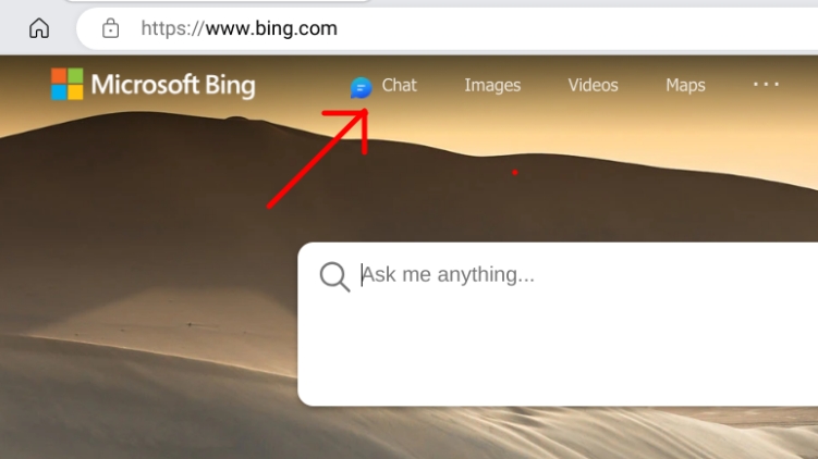 откройте новый bing chat в Microsoft edge