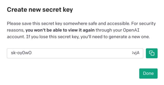 openai api anahtarını kopyala