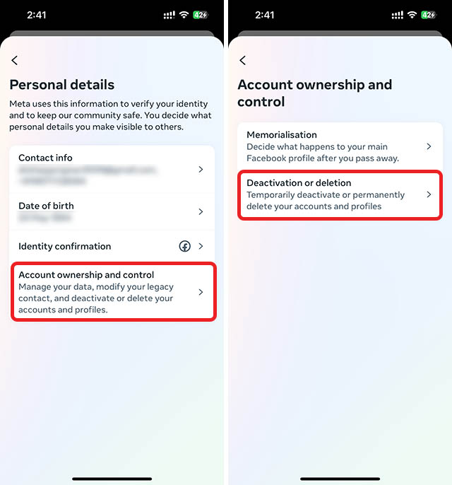 Account Control And Deletion In Meta Accounts Centre