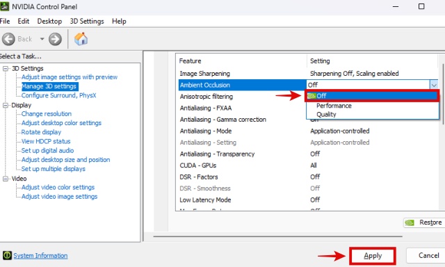 Setting Ambient Occlusion Setting in NVIDIA Control Panel