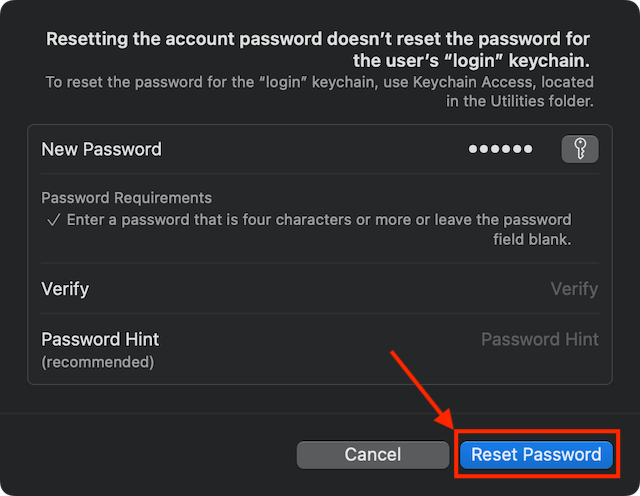 Change MacBook Password via Admin Account